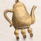Brass Teapot Wall Decor with 3 Hooks