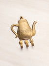 Brass Teapot Wall Decor with 3 Hooks