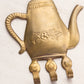 Brass Teapot Wall Decor with 3 Hooks