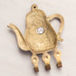 Brass Teapot Wall Decor with 3 Hooks