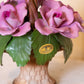 Capodimonte Porcelain Handled Basket with Purple Pink Flowers