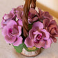 Capodimonte Porcelain Handled Basket with Purple Pink Flowers