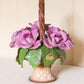 Capodimonte Porcelain Handled Basket with Purple Pink Flowers