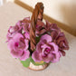 Capodimonte Porcelain Handled Basket with Purple Pink Flowers