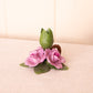 Capodimonte Porcelain Purple Pink Flower Taper Candleholder