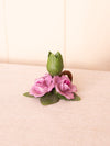 Capodimonte Porcelain Purple Pink Flower Taper Candleholder