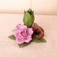 Capodimonte Porcelain Purple Pink Flower Taper Candleholder
