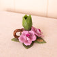 Capodimonte Porcelain Purple Pink Flower Taper Candleholder