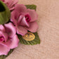 Capodimonte Porcelain Purple Pink Flower Taper Candleholder