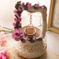 Capodimonte Porcelain Wishing Well with Purple Pink Flowers