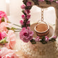 Capodimonte Porcelain Wishing Well with Purple Pink Flowers