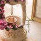 Capodimonte Porcelain Wishing Well with Purple Pink Flowers