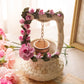 Capodimonte Porcelain Wishing Well with Purple Pink Flowers
