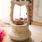 Capodimonte Porcelain Wishing Well with Purple Pink Flowers