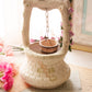 Capodimonte Porcelain Wishing Well with Purple Pink Flowers