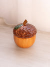 Brown & Green Ceramic Lidded Acorn Dish
