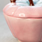 Vintage Pink & Green Lidded Ceramic Strawberry Dish
