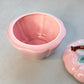 Vintage Pink & Green Lidded Ceramic Strawberry Dish