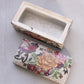 Ceramic Rectangular Lidded Box with Green & Dark Pink Details