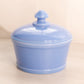 Circular Blue Delphite Glass Lidded Dish