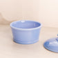 Circular Blue Delphite Glass Lidded Dish