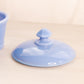 Circular Blue Delphite Glass Lidded Dish