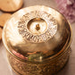 Circular Medium Ornate Brass Lidded Box with Planter Details