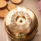 Circular Medium Ornate Brass Lidded Box with Planter Details