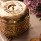 Circular Medium Ornate Brass Lidded Box with Planter Details