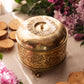 Circular Medium Ornate Brass Lidded Box with Planter Details