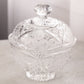 Clear Crystal Lidded Dish with Finial and Rose Details