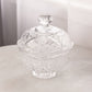 Clear Crystal Lidded Dish with Finial and Rose Details