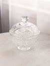 Clear Crystal Lidded Dish with Finial and Rose Details