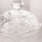 Clear Crystal Lidded Dish with Finial and Rose Details
