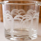 Vintage Clear Glass Etched Palm Tree Handled Ice Bucket