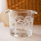 Vintage Clear Glass Etched Palm Tree Handled Ice Bucket