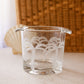 Vintage Clear Glass Etched Palm Tree Handled Ice Bucket
