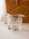 Vintage Clear Glass Etched Palm Tree Handled Ice Bucket