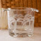 Vintage Clear Glass Etched Palm Tree Handled Ice Bucket