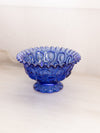 Dark Blue Glass Footed Moon & Star Bowl with Ruffle Edge