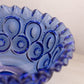 Dark Blue Glass Footed Moon & Star Bowl with Ruffle Edge