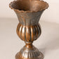 Copper & Silver Tone Metal Footed Vase with Ruffle Edge