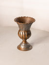 Copper & Silver Tone Metal Footed Vase with Ruffle Edge