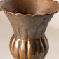 Copper & Silver Tone Metal Footed Vase with Ruffle Edge