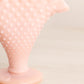 Vintage Fenton Light Pink Milk Glass Hobnail Mini Fan Vase
