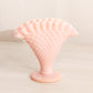 Vintage Fenton Light Pink Milk Glass Hobnail Mini Fan Vase