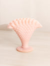 Vintage Fenton Light Pink Milk Glass Hobnail Mini Fan Vase