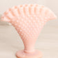 Vintage Fenton Light Pink Milk Glass Hobnail Mini Fan Vase