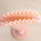 Vintage Fenton Light Pink Milk Glass Hobnail Mini Fan Vase