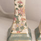 Cream, Pink, Green Floral Ceramic Candlesticks (Set of 2)